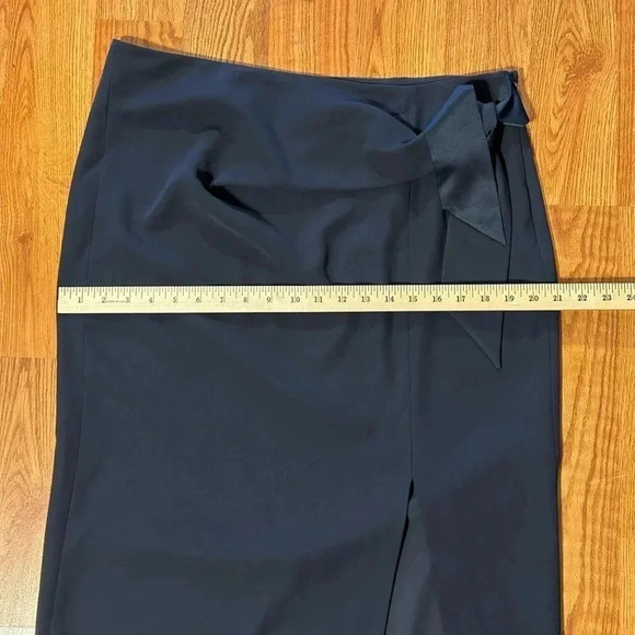 EMPORIO ARMANI Women Approx Sz 10 Midi Skirt Side Zip Tux Tie Front Slit Unlined - Picture 12 of 15